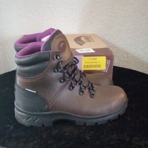 Women's Avenger Brown and Purple Steel Toe over Ankle Work Boots